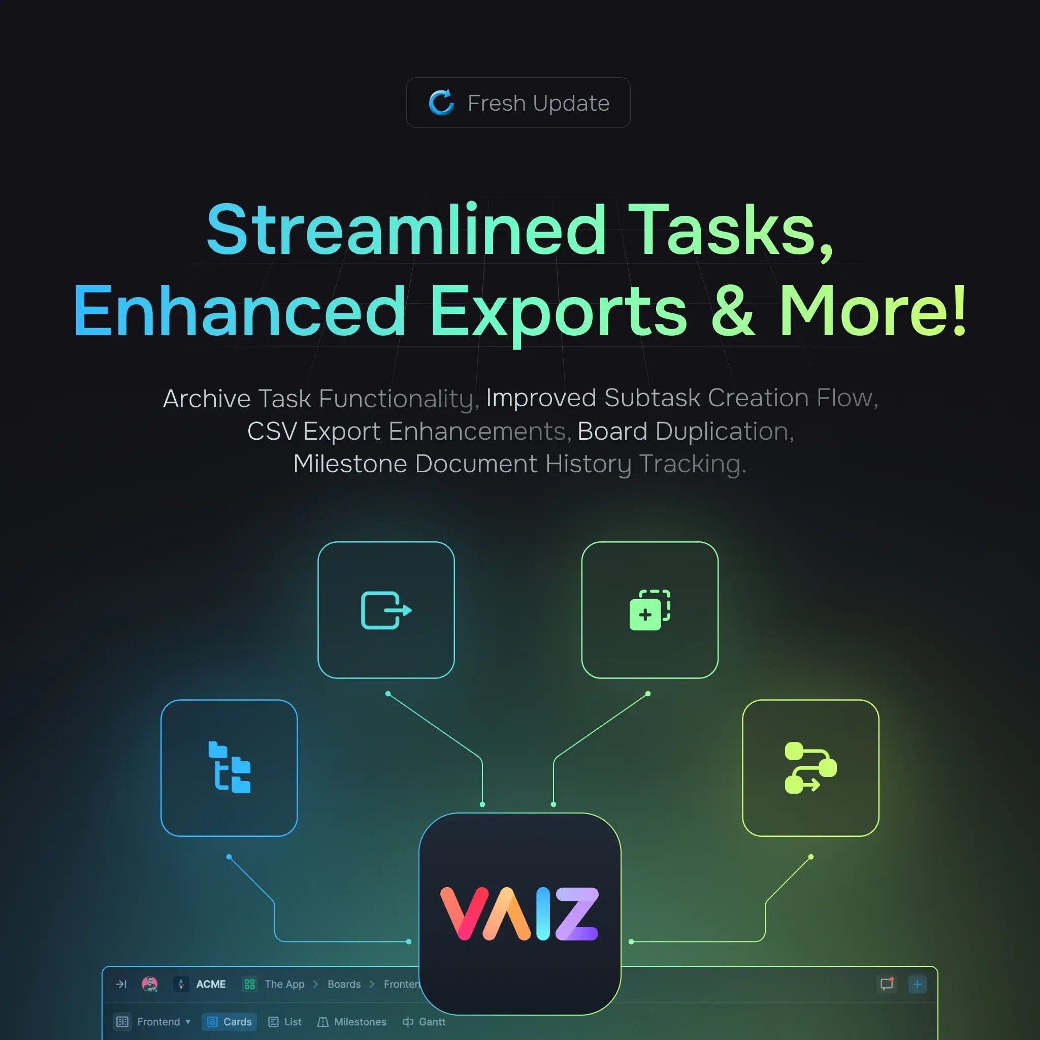 Enhanced Workflows with Smarter Task Management, Advanced Exports, and Powerful Board Features